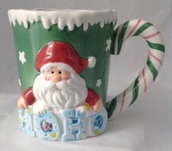 WCL Santa Claus Christmas Mug w Candy Cane Handle Ho Ho Ho - $12.95