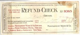 1912 Montgomery Ward refund check vintage ephemera - £11.01 GBP