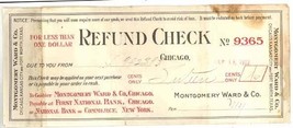 1912 Montgomery Ward refund check vintage ephemera - $266.55 MXN