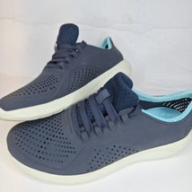 Crocs LiteRide Pacer Women&#39;s Size 11 Pastel Blue Vented LaceUp Shoes 205234 - £23.36 GBP