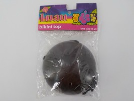 Adult Hawaiian Luau Bikini Top 1 Size Fit Most Dark Brown Plastic Black Cord Nip - £6.28 GBP