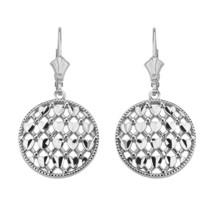 925 Sterling Silver Double Layered Woven Hearts Filigree Circular Drop Earrings - £32.16 GBP