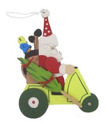 Emgee Santa Golf Cart Christmas Tree Ornament Vintage Hand Painted Wood ... - £36.97 GBP