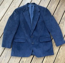 Lands&#39; End 44R Blue Corduroy Sport Coat Blazer Jacket Solid 3 Button - $69.29