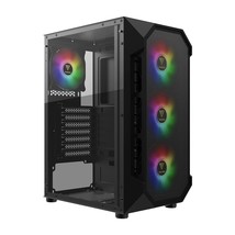 Atx Mid Tower Gaming Computer Pc Case With Side Tempered Glass, 4X 120Mm... - $101.99