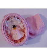 Pink Handmade Crocheted Girl Baby Bassinet with Baby, Blanket, Pillow, C... - £12.49 GBP