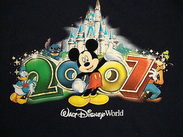 Walt Disney World Disneyland Mickey Mouse Cartoon 2007 Vacation Blue T Shirt XL - £14.65 GBP