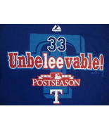 MLB Texas Rangers Major League Baseball Cliff Lee #33 Majestic Blue T Sh... - £14.79 GBP