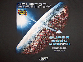 NFL Super Bowl XXXVIII (38) 2004 &quot;Houston...We Have Kick Off!&quot; Black T Shirt XL - £12.59 GBP