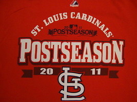 MLB St. Louis Cardinals Baseball postseason 2011 Majestic Apparel Red T ... - £15.13 GBP