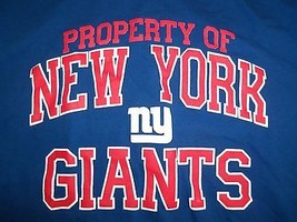 Reebok NFL New York Giants Football &quot;Property Of...&quot; Blue Graphic T Shir... - $16.23