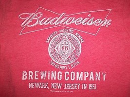 Old Navy Brand &quot;Budweiser Brewing Company&quot; Red 50/50 Graphic Print T Shi... - £15.77 GBP