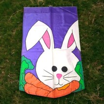 White Bunny Rabbit Carrots Yard Garden Flag Outdoor Flag Easter 27” x 41... - $9.91