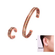 Pure Copper Jewelry-Set for Women Twisted Open Cuff Adjustable Copper Magnetic B - £33.70 GBP