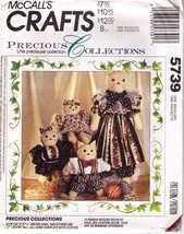 1992 Family Of 12&quot; And 27-1/2&quot; Cat Dolls &amp; Clothes Pattern 5739 Uncut - £9.43 GBP