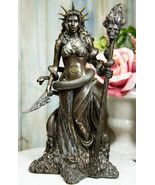 Ebros Greek Goddess Underworld Hecate Holding Fire Skull Staff Statue Fi... - $74.69 CAD