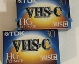 TDK VHS-C 30 Min Lot Of 2 Blank Tapes HG Ultimate - £7.87 GBP