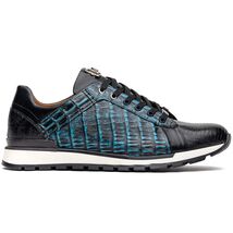 Men's Shoes genuine crocodile and lizard fashion sneaker Portici Navy / Black image 2