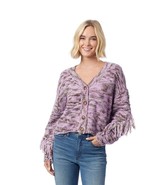 Jessica Simpson Cardigan Sweater-Aamina Fringe In Amethyst Size Small We... - $17.99