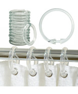 12 Pc Clear Plastic Curtain Rings Round Shower Hooks Rod Bathroom Shades... - £16.39 GBP