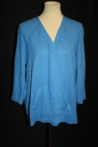 Chicos Size 3 Open Front Blue Shirt Top Sweater 3/4 Sleeve NEW NWT - £15.56 GBP