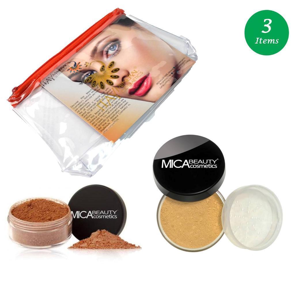 Primary image for MicaBeauty Full Size Foundation MF6 Cream Caramel+Mineral Blush Powder+Bag