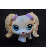 Littlest Pet Shop #175 Maltese Dog Cream White with Pink Bows &amp; Blue Eyes - $196.63 MXN