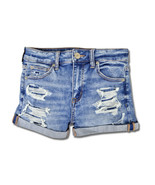 American Eagle Womens 6581967 Blue Wash Destroyed Cuffed Jean Shortie Sh... - $17.98