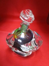 Leon Applebaum Art Glass Perfume Bottle cleer and green 5&quot; - $123.75