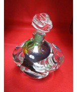 Leon Applebaum Art Glass Perfume Bottle cleer and green 5&quot; - £97.11 GBP