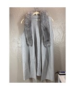 Neiman Marcus Open Front Cardigan Vest Removable Faux Fur Collar Gray Sz... - €28,31 EUR