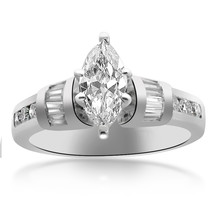 1.13 Carat F-SI2 Marquise Cut Diamond Engagement Ring Platinum - £2,110.01 GBP