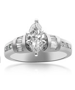 1.13 Carat F-SI2 Marquise Cut Diamond Engagement Ring Platinum - £2,090.60 GBP