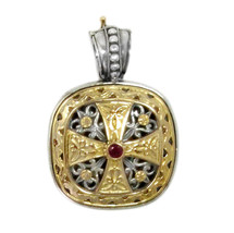 Gerochristo 3316 -Solid Gold, Silver &amp; Ruby - Medieval-Byzantine Cross P... - £999.19 GBP