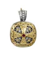 Gerochristo 3316 -Solid Gold, Silver &amp; Ruby - Medieval-Byzantine Cross P... - $1,250.00