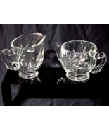 Vintage INDIANA GLASS WILLOW Creamer Pitcher &amp; Open Sugar Bowl Set Leaf ... - €18,66 EUR