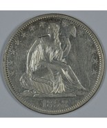 1858 Seated Liberty circulated silver half dollar VF+ details Rim Cud on obverse - £151.68 GBP
