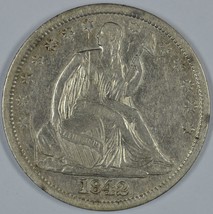 1842 Seated Liberty circulated silver half dollar  Medium date FS-301/WB... - $250.00