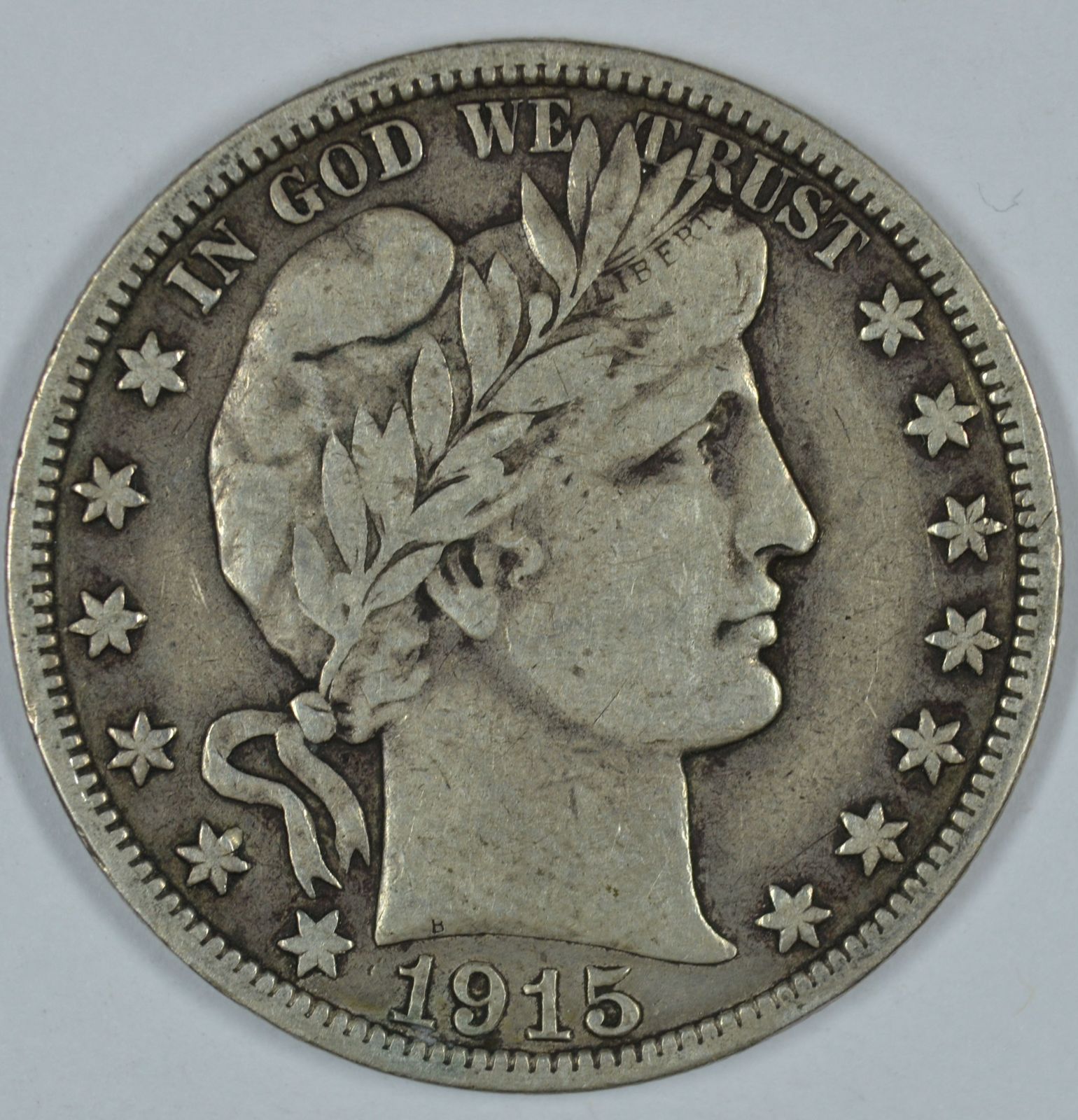1915 S Barber circulated silver half VF details - $135.00