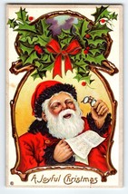 Santa Claus Christmas Postcard Holding Reading Glasses Stecher Series 230 Emboss - £9.35 GBP