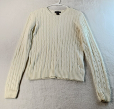 Steve &amp; Barry&#39;s Sweater Womens Medium White Knit 100% Cotton Long Raglan Sleeve - £8.38 GBP