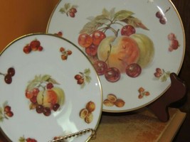Winterling Bavaria Plate 7.75&quot; &amp; Saucer Germany Peach Fruit Nut Gold Har... - £9.33 GBP