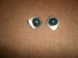 Metal Earrings  ,  Green Center - $2.00