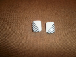 White  Earrings with Black Stripes  - £0.80 GBP