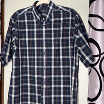 Roundtree &amp; Yorke Easy-care plaid, short sleeve button down shirt, size ... - £9.20 GBP