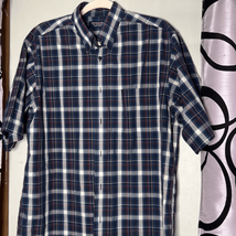 Roundtree &amp; Yorke Easy-care plaid, short sleeve button down shirt, size ... - £9.42 GBP