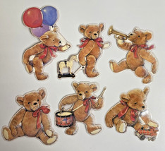 1991 Shackamn &amp; Co. Diecut Teddy Bear Christmas Ornaments Set of 6 BB17 - £17.97 GBP