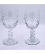 Vintage Cut Crystal Wine Glasses With Geometric Stems - Set Of 2 - $14.86 CAD