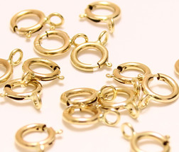 5 pcs  5.0 14k Solid Yellow Gold Spring Ring Clasp open jump ring LOCK - £27.02 GBP