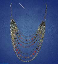 Fossil Multi-Layered Necklace Bronze Chain with Multi Colored Beads 16”-18” - $16.90